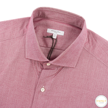 NWT CURRENT Boglioli Magenta White Cotton Herringbone Spread Dress Shirt 17.5