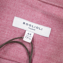 NWT CURRENT Boglioli Magenta White Cotton Herringbone Spread Dress Shirt 17.5