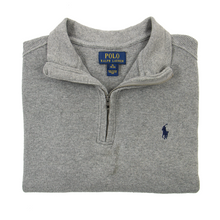 Polo Ralph Lauren Fossil Grey Cotton Textured Half Zip Mock Neck Sweater XL