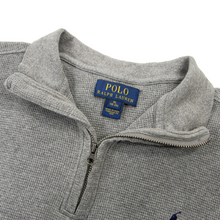 Polo Ralph Lauren Fossil Grey Cotton Textured Half Zip Mock Neck Sweater XL