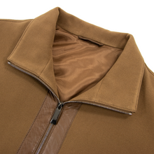 NWT Schiatti Club Brown Cashmere Leather Trim Padded Jacket
