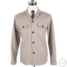 NWOT Eton Taupe Cotton Woven Lined Two Patch Chest Pkts Shacket Shirt Jacket S
