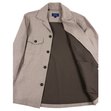 NWOT Eton Taupe Cotton Woven Lined Two Patch Chest Pkts Shacket Shirt Jacket S