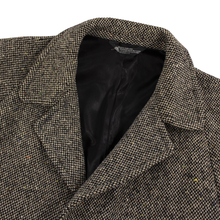 Majer Brown Black Wool Tweed Barley Corn MiUSA Belted Raglan Coat 42R