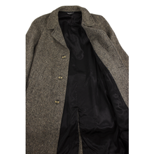 Majer Brown Black Wool Tweed Barley Corn MiUSA Belted Raglan Coat 42R