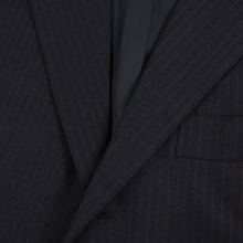 Luciano Barbera Blue Wool Striped Italy Dual Vents Full Canvas Suit 44R