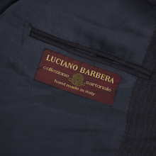 Luciano Barbera Blue Wool Striped Italy Dual Vents Full Canvas Suit 44R