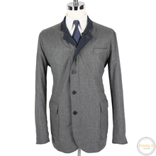 J. Hilburn Grey Blue Wool Polyester Reversible Padded Jacket 2XLT