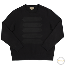 CURRENT Burberry Black Cotton Polyester Piped Crew Neck Sweater XXL