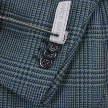 NWT Enrico Coveri Green Blue Wool Glen Plaid Patch Pkts Handmade Jacket 38R