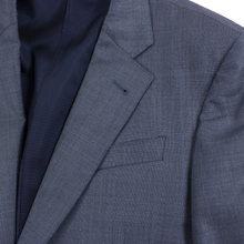 NWT CURRENT $1695 Emporio Armani Blue Wool Sharkskin Flat Front 2Btn Suit 40R