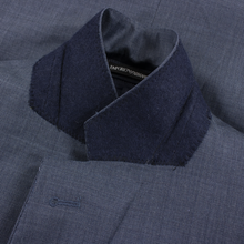 NWT CURRENT $1695 Emporio Armani Blue Wool Sharkskin Flat Front 2Btn Suit 40R