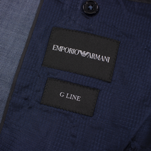 NWT CURRENT $1695 Emporio Armani Blue Wool Sharkskin Flat Front 2Btn Suit 40R