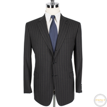 LNWOT $6875 Brioni Charcoal Grey S180's Wool Striped Dual Vents 3/2 Jacket 42S