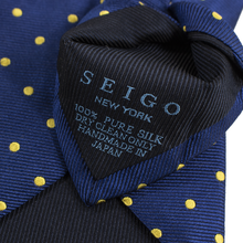 Seigo Katsuragawa Blue Yellow 100% Silk Handmade Dotted Japan Tie