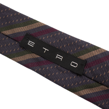 Etro Purple Multi Color 100% Silk Striped Handmade Italy Tie