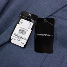 NWT CURRENT $1695 Emporio Armani Blue Wool Sharkskin Flat Front 2Btn Suit 40R