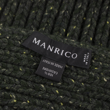 Manrico Green Grey 100% Cashmere Ribbed Flecked Italy Thick Scarf