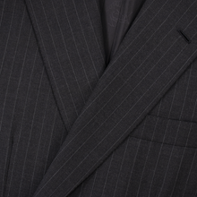 Brioni Grey White S150's Wool Striped Dual Vents Full Canvas 2Btn Suit 46S