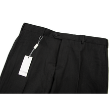NWT Stile Italiano Black Linen Wool Unlined Flat Front Pants 34W/50EU