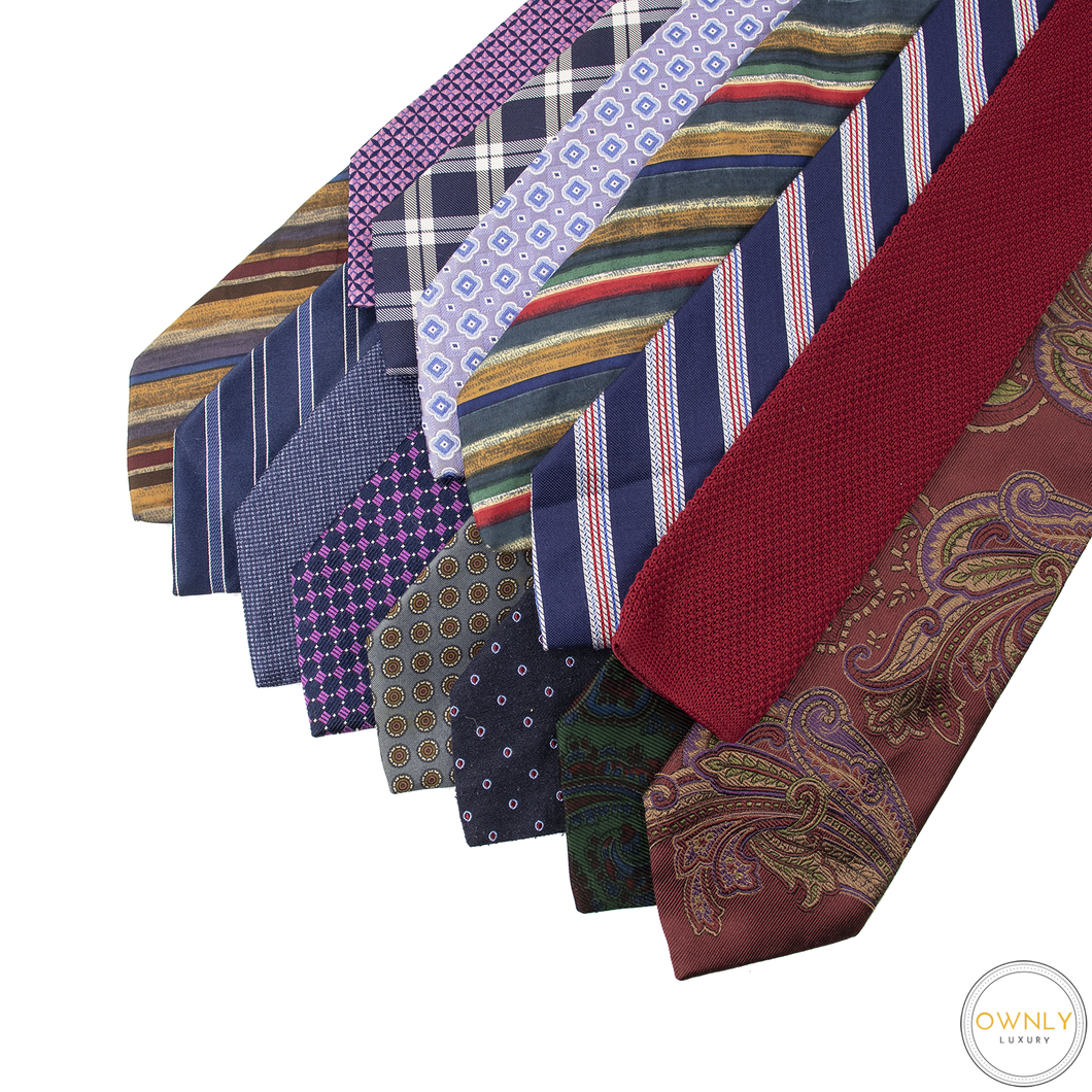 LOT of 14 Bloomingdales Multi Color Silk Tipped Striped Medallion Ties