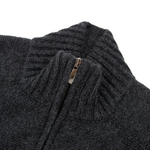 Malo Anchor Grey Cashmere Ribbed Knit Mock Neck Bomber Cardigan Sweater 40EU/XXS