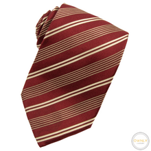 Armani Collezioni Currant Red Tan 100% Silk Multi Striped Glossy Italy Tie