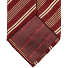Armani Collezioni Currant Red Tan 100% Silk Multi Striped Glossy Italy Tie