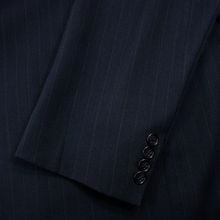 Burberry Navy Blue Wool Striped Woven Lined Vented Pleated 2Btn Suit 42L