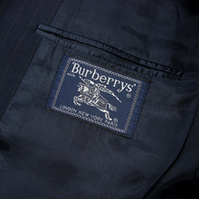 Burberry Navy Blue Wool Striped Woven Lined Vented Pleated 2Btn Suit 42L