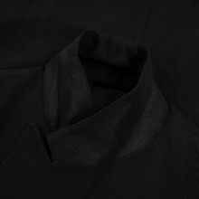 Gianni Versace Vintage Black Wool Striped Faille Peak Lpl Dbl Breasted Jacket 46L