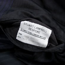 Stuart Lamprell Blue Black Wool Striped Striped Bespoke Peak 1Btn Jacket 42L