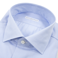 NIB Luca Avitable Sky Blue Cotton End-on-End MOP Spread Dress Shirt 41EU/16US