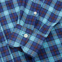 Ledbury Blue Red Linen Plaid MOP Slubby Btn Down Dress Shirt 41EU/16US