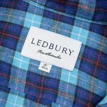 Ledbury Blue Red Linen Plaid MOP Slubby Btn Down Dress Shirt 41EU/16US