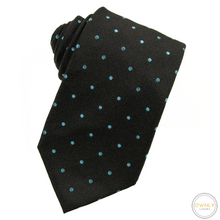 Guy Laroche Black Blue 100% Silk Dotted Woven Italy Tipped Tie