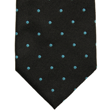 Guy Laroche Black Blue 100% Silk Dotted Woven Italy Tipped Tie