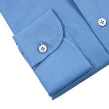 NWT Kiton Napoli Blue Cotton MOP Button Spread Collar Dress Shirt 43EU/17US