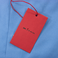 NWT Kiton Napoli Blue Cotton MOP Button Spread Collar Dress Shirt 43EU/17US