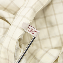 Brioni Sport Ivory Taupe Cotton Checked MOP Button Down Collar Dress Shirt L