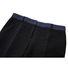 Prada Black Blue Cotton Hook Eye Flat Front Trousers Pants 33W