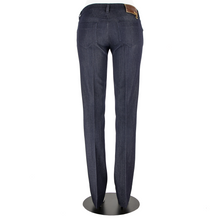Prada Denim Blue Wool Leather Jacron 5-Pocket Flat Front Straight Leg Jeans 32W