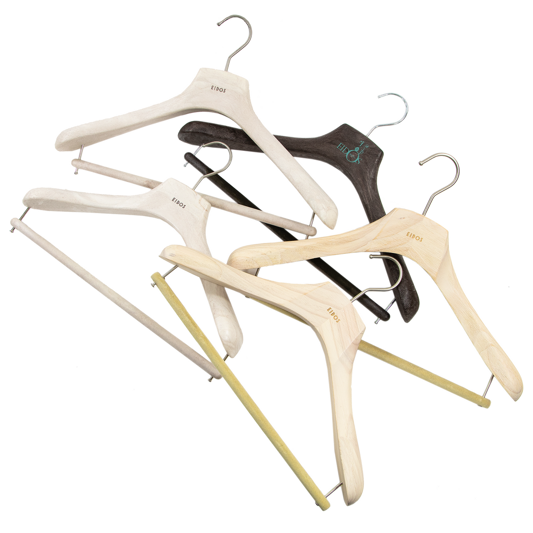 Lot of 5 MIXED Eidos Napoli Solid Wood Composite Pants Suit Hangers