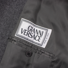Gianni Versace Grey Wool Italy Logo Buttons Double Breasted Overcoat 46US