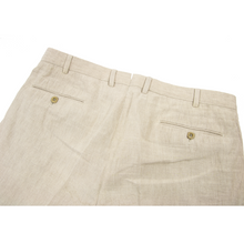 Zegna Tan Linen Slubby Half Lined Flat Front Trouser Pants 36W