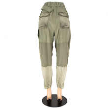 Philip Lam Sage Green Cotton Blend Satin Silk Trim Belted Zipper Cuff Pants SZ 6
