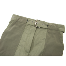 Philip Lam Sage Green Cotton Blend Satin Silk Trim Belted Zipper Cuff Pants SZ 6