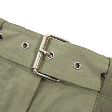 Philip Lam Sage Green Cotton Blend Satin Silk Trim Belted Zipper Cuff Pants SZ 6