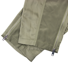Philip Lam Sage Green Cotton Blend Satin Silk Trim Belted Zipper Cuff Pants SZ 6