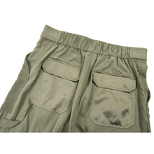 Philip Lam Sage Green Cotton Blend Satin Silk Trim Belted Zipper Cuff Pants SZ 6